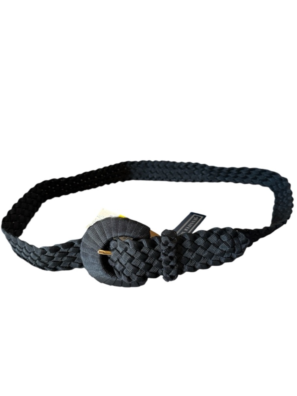 Jennifer Moore Vintage Black Braided Women'sโ Belt with Round Wrapped Buckle NWT